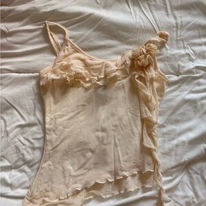 Elegant Cream Ruffle Women’s Top